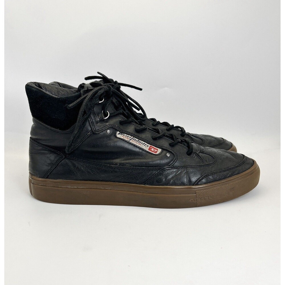 Diesel Claw King High Top Sneakers Mens Sz 12 Black Leather Y00063 RARE Vintage
